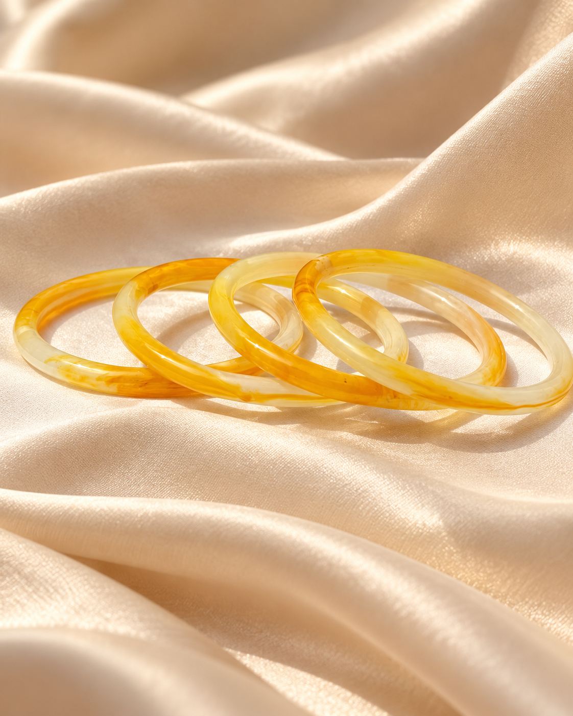 Golden Amber Glass Bangles – Honey Glow
