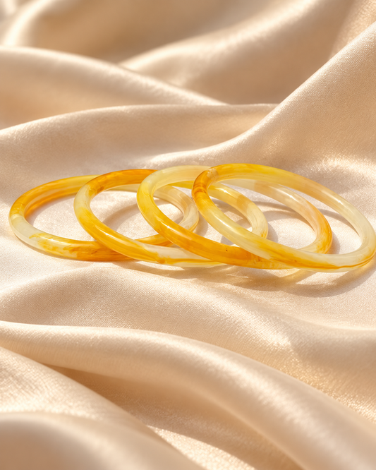 Golden Amber Glass Bangles – Honey Glow