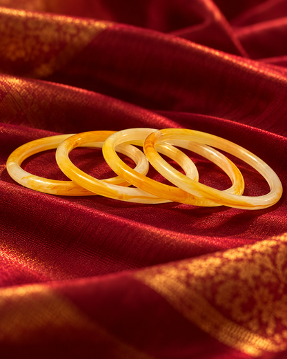 Golden Amber Glass Bangles – Honey Glow