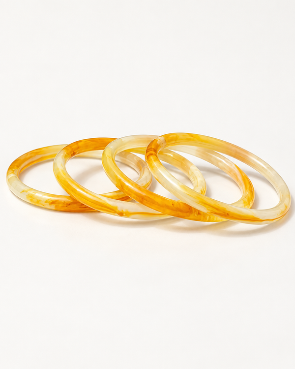 Golden Amber Glass Bangles – Honey Glow