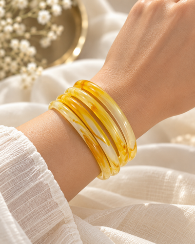 Golden Amber Glass Bangles – Honey Glow