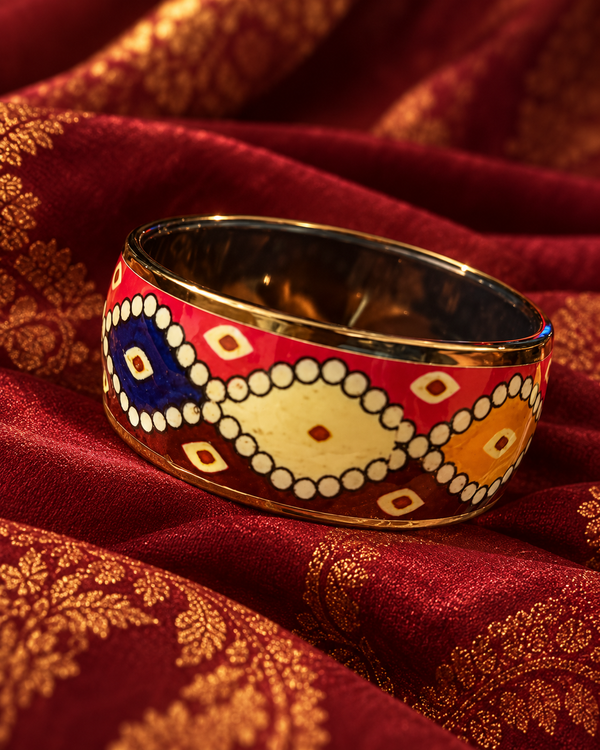 Heritage Mosaic Kada Set – 2-Piece Multicolor Statement Bangles