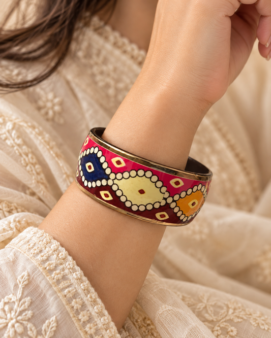 Heritage Mosaic Kada Set – 2-Piece Multicolor Statement Bangles