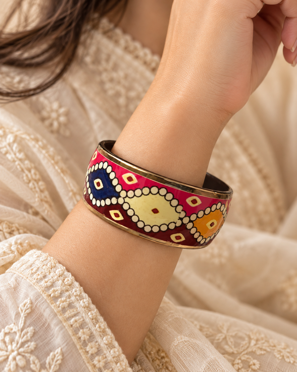 Heritage Mosaic Kada Set – 2-Piece Multicolor Statement Bangles