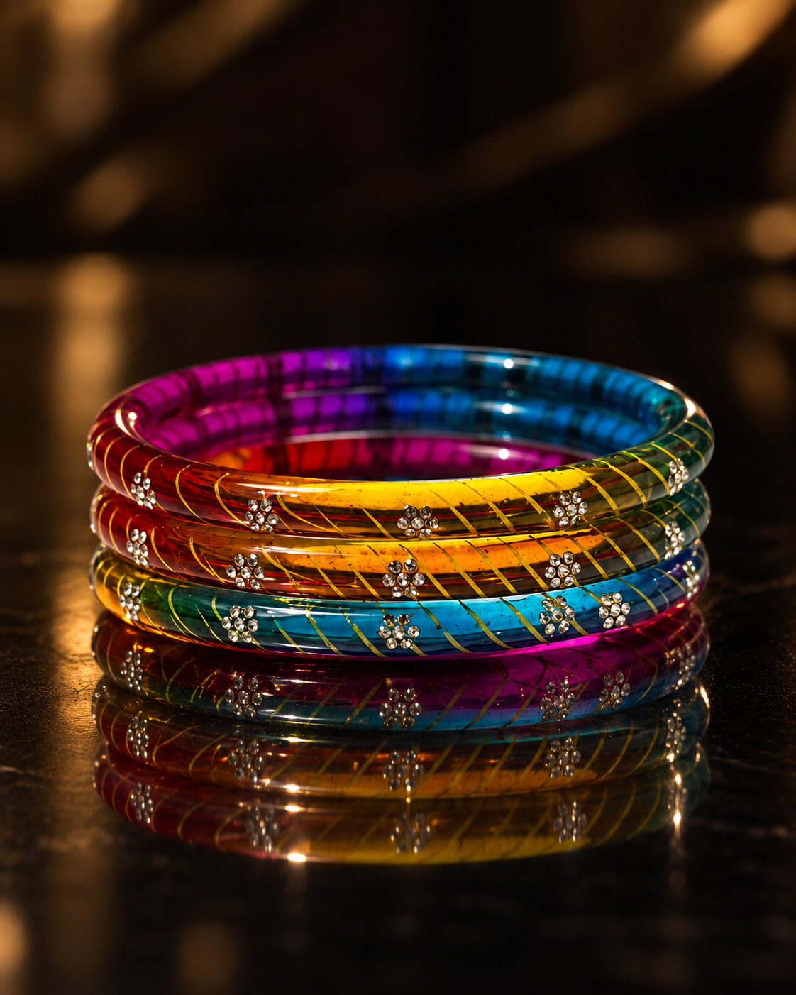 Rangoli Rainbow Glass Bangle Set