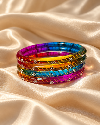 Rangoli Rainbow Glass Bangle Set