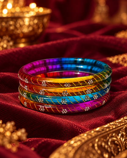 Rangoli Rainbow Glass Bangle Set