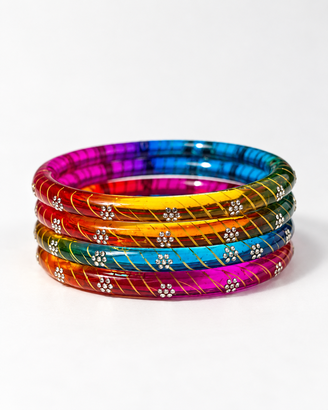 Rangoli Rainbow Glass Bangle Set