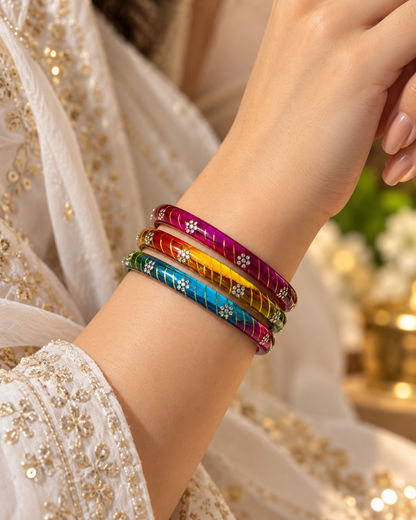 Rangoli Rainbow Glass Bangle Set