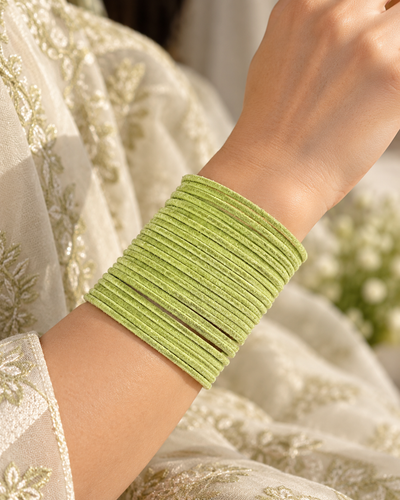 Lime Green Velvet Bangles
