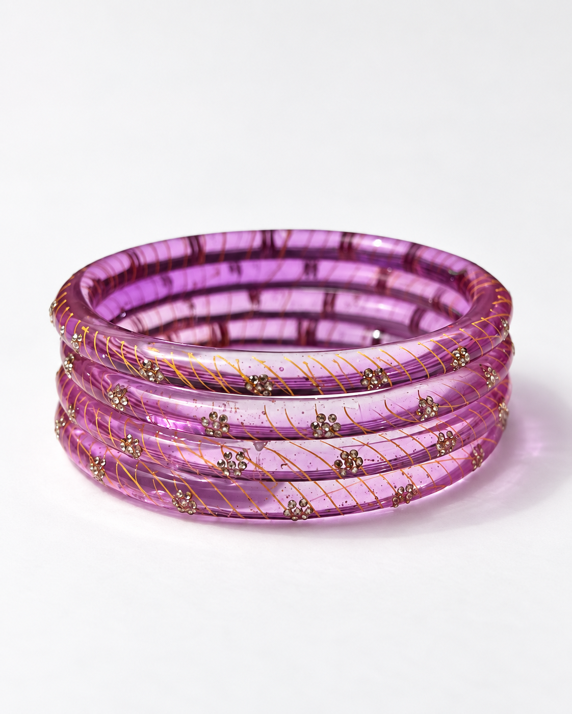 Lavender Bloom Glass Bangle Set