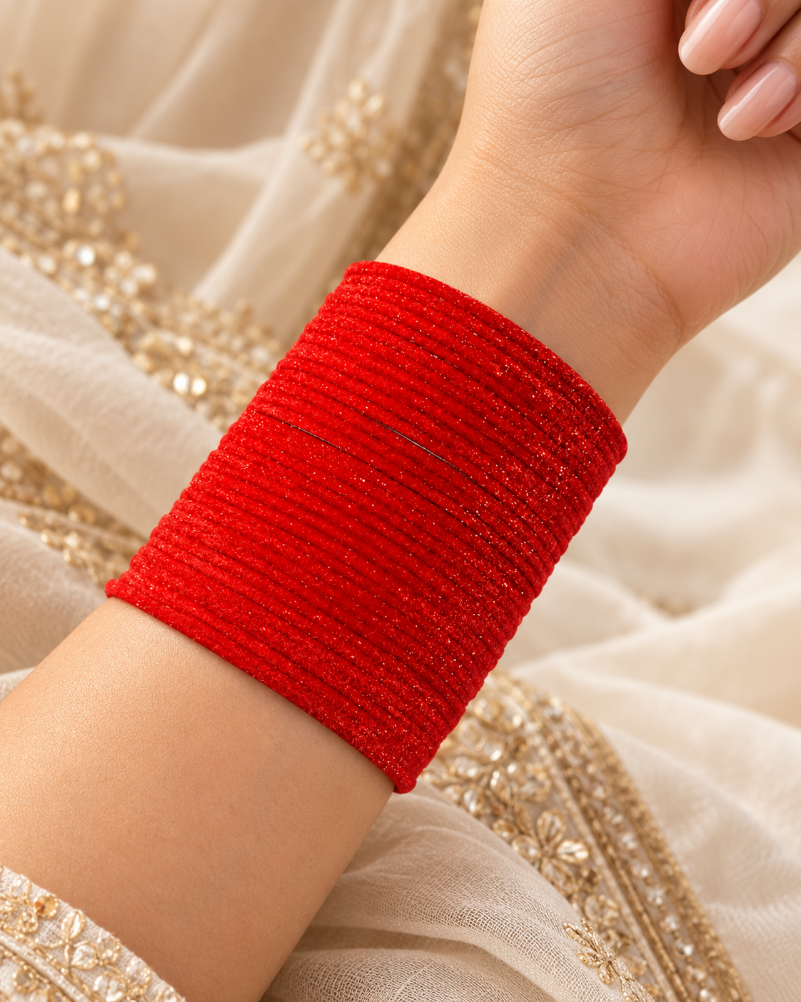 Scarlet Red Velvet Bangles