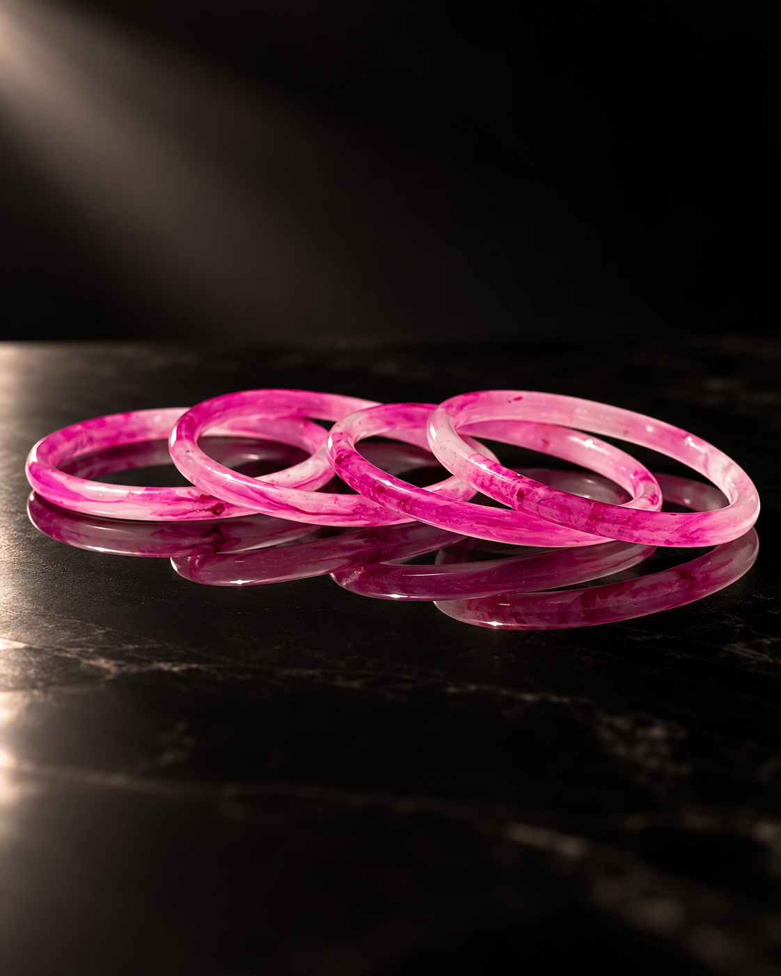 Pink Blossom Glass Bangles – Rose Pink Marble