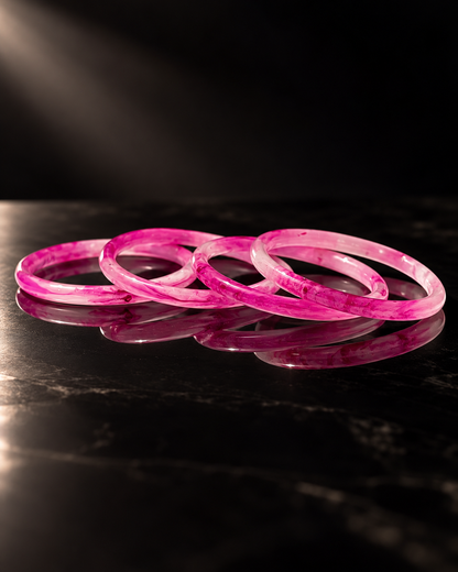 Pink Blossom Glass Bangles – Rose Pink Marble