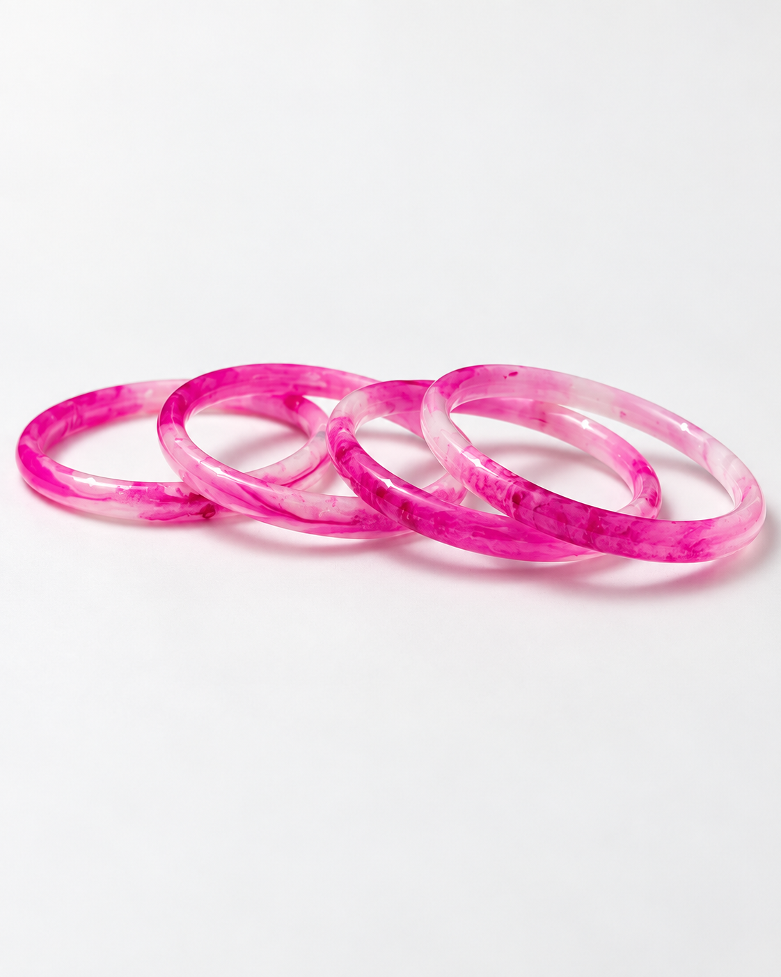 Pink Blossom Glass Bangles – Rose Pink Marble