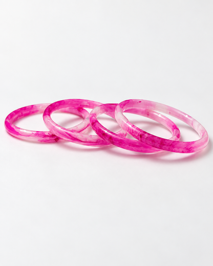 Pink Blossom Glass Bangles – Rose Pink Marble
