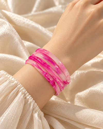 Pink Blossom Glass Bangles – Rose Pink Marble