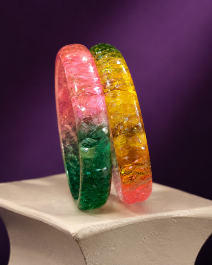 Jelly Garden Duo – Pink Green & Sunshine Jelly Bangles