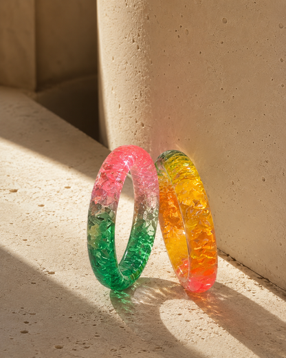Jelly Garden Duo – Pink Green & Sunshine Jelly Bangles