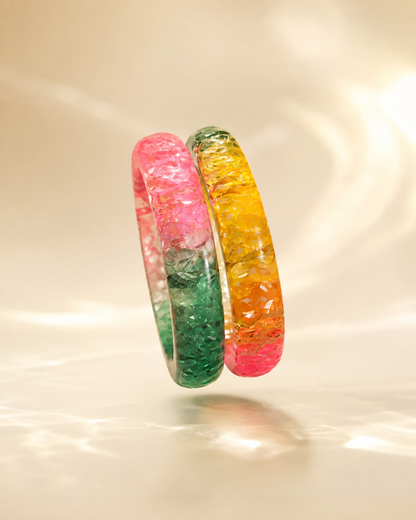 Jelly Garden Duo – Pink Green & Sunshine Jelly Bangles
