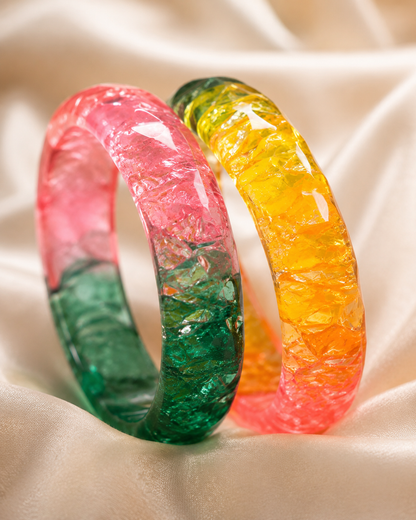 Jelly Garden Duo – Pink Green & Sunshine Jelly Bangles