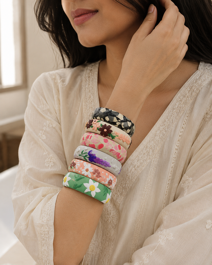 Sunflower Meadow Clay Bangle Set