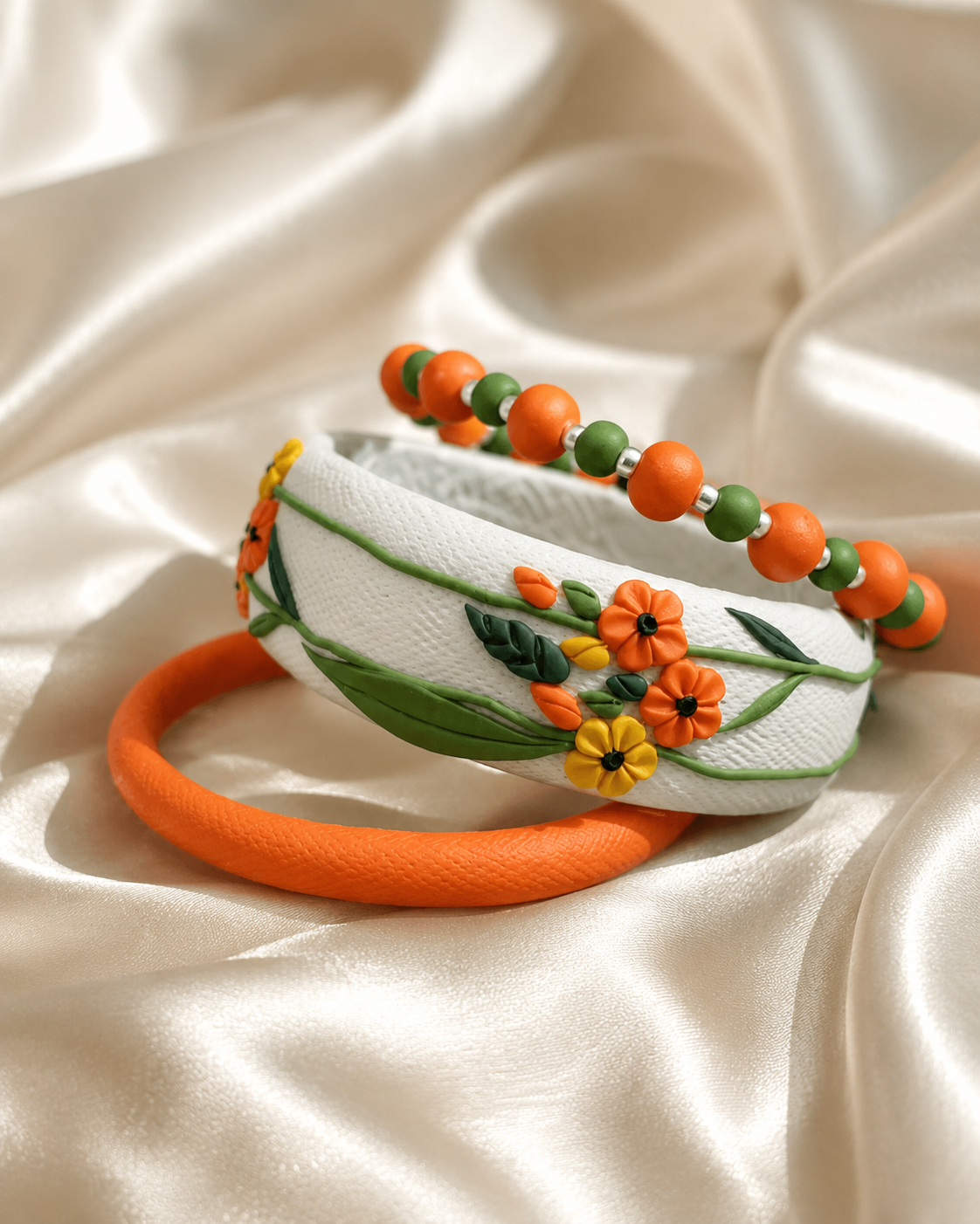Orange Blossom Clay Bangle Set