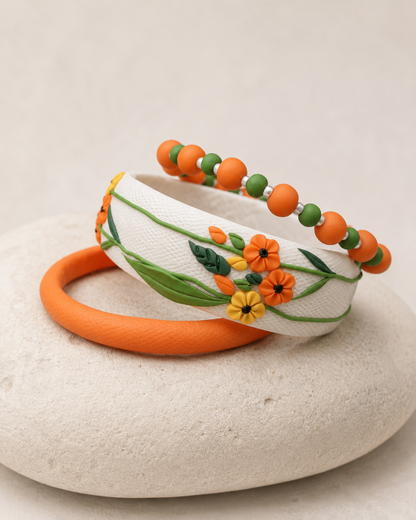 Orange Blossom Clay Bangle Set