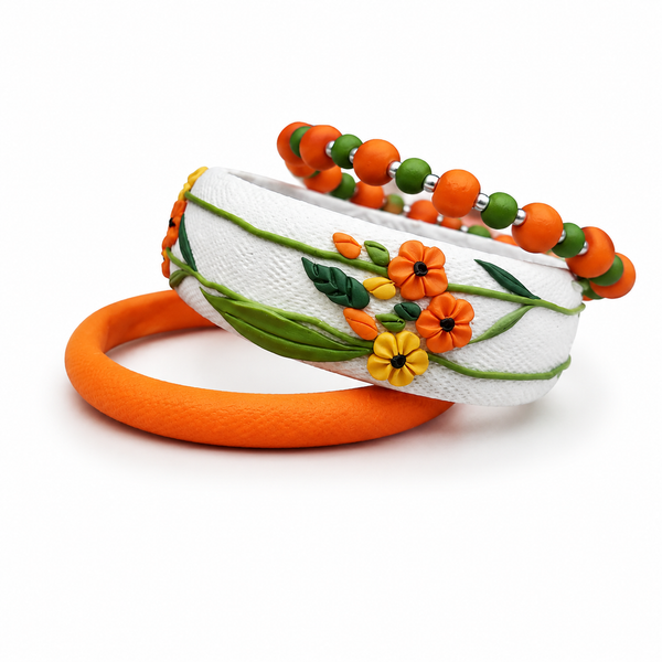 Orange Blossom Clay Bangle Set
