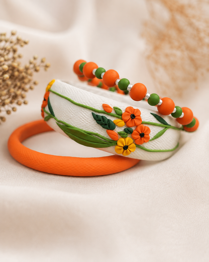 Orange Blossom Clay Bangle Set