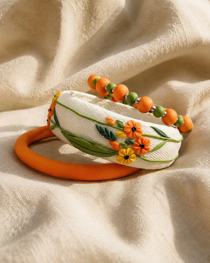 Orange Blossom Clay Bangle Set