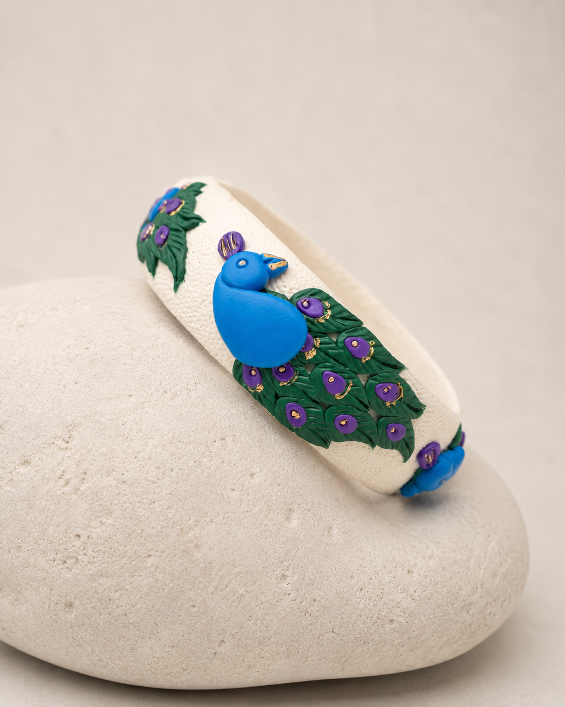 Royal Peacock Clay Bangle