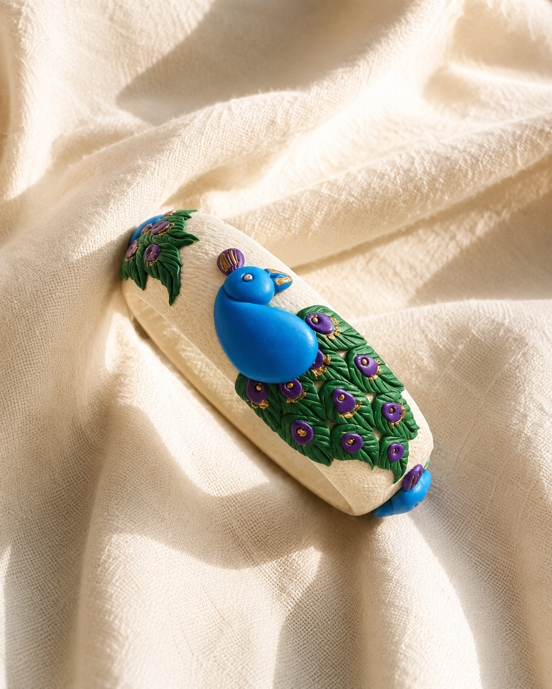 Royal Peacock Clay Bangle