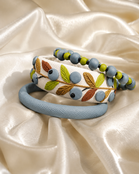 Blueberry Garden Clay Bangle Set