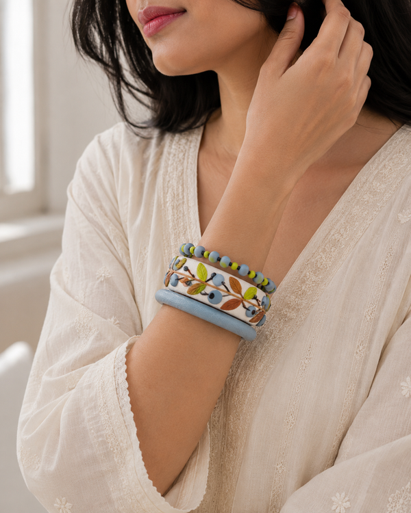 Blueberry Garden Clay Bangle Set