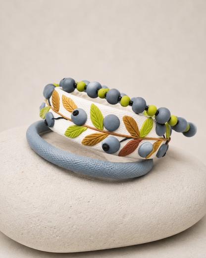 Blueberry Garden Clay Bangle Set