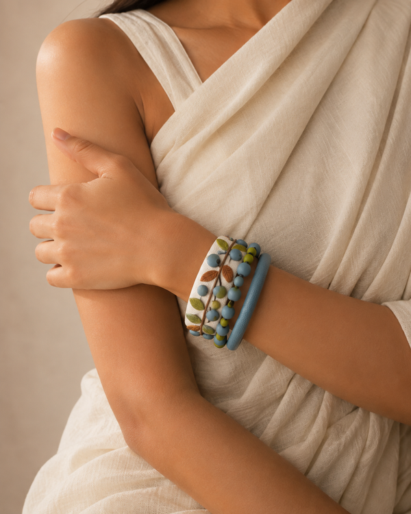 Blueberry Garden Clay Bangle Set