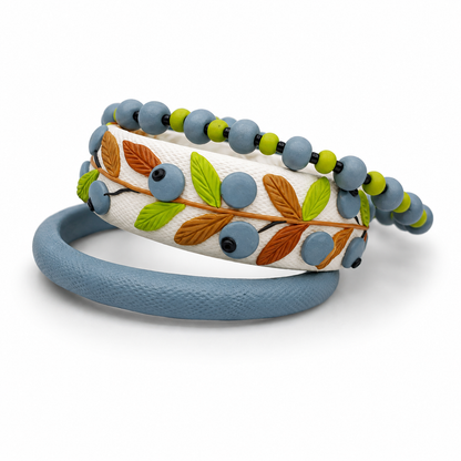 Blueberry Garden Clay Bangle Set