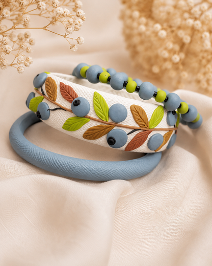 Blueberry Garden Clay Bangle Set
