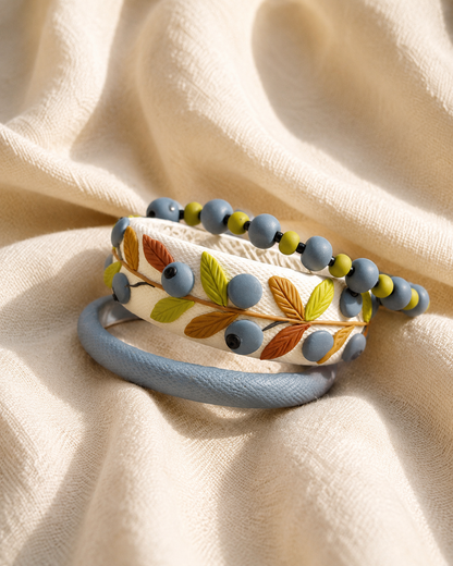 Blueberry Garden Clay Bangle Set