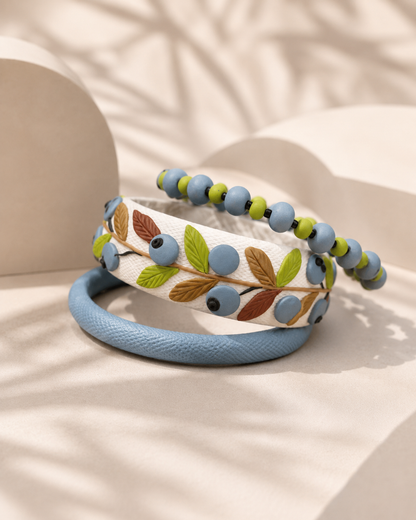 Blueberry Garden Clay Bangle Set