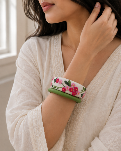 Lavender Garden Clay Bangle Set