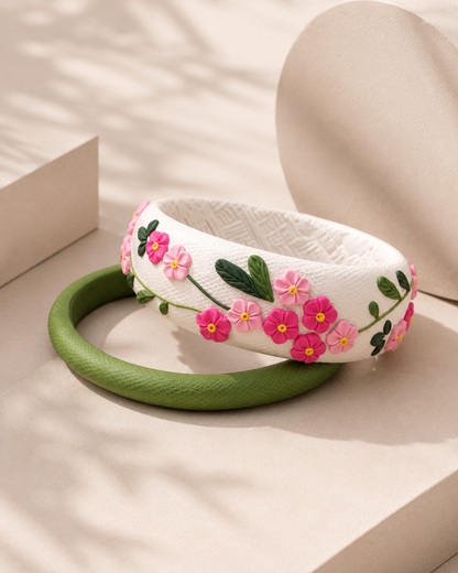 Lavender Garden Clay Bangle Set