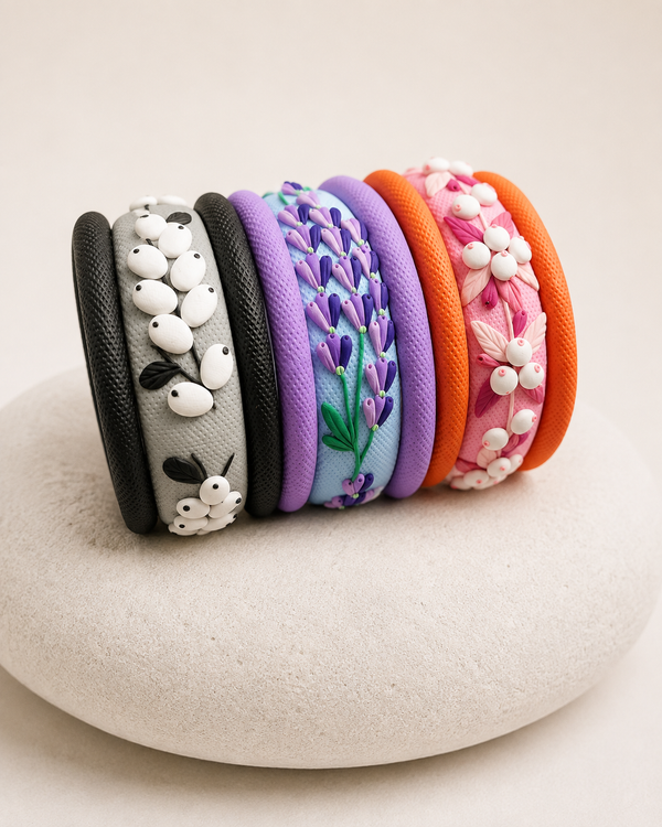 Berry Blossom Clay Bangle Trio