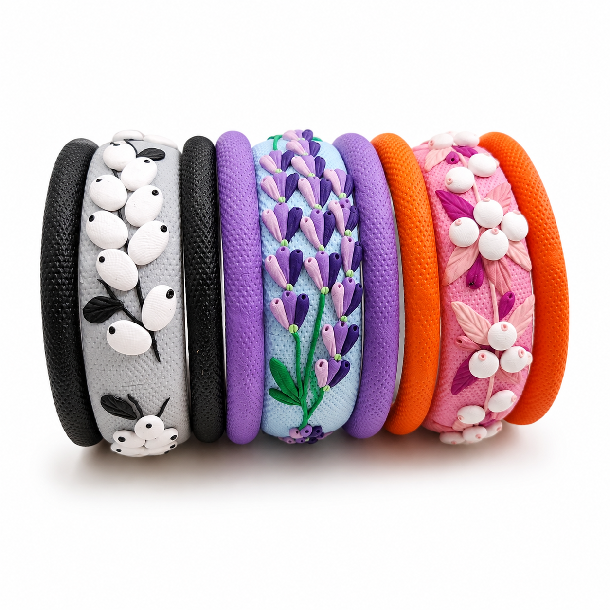 Berry Blossom Clay Bangle Trio