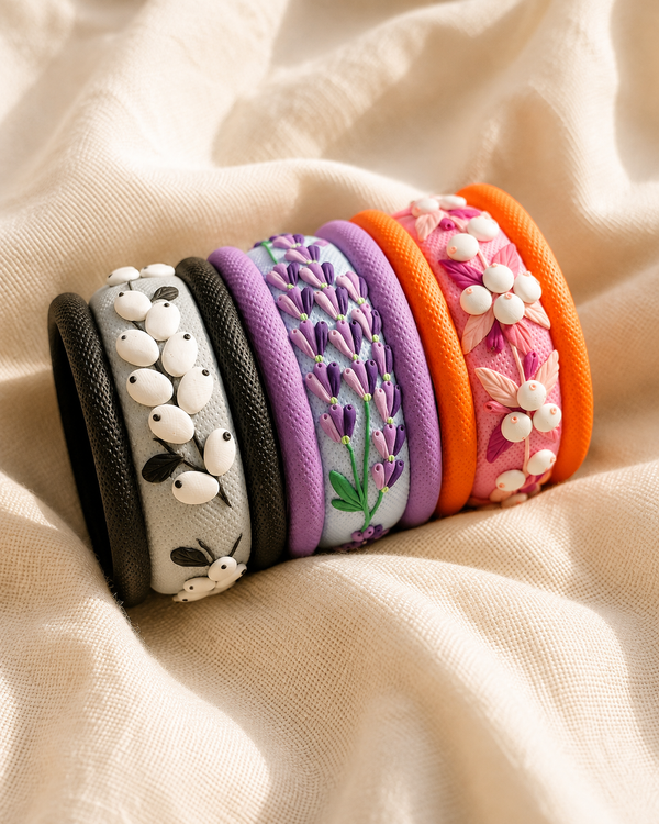 Berry Blossom Clay Bangle Trio