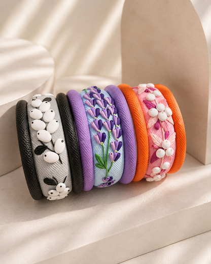 Berry Blossom Clay Bangle Trio