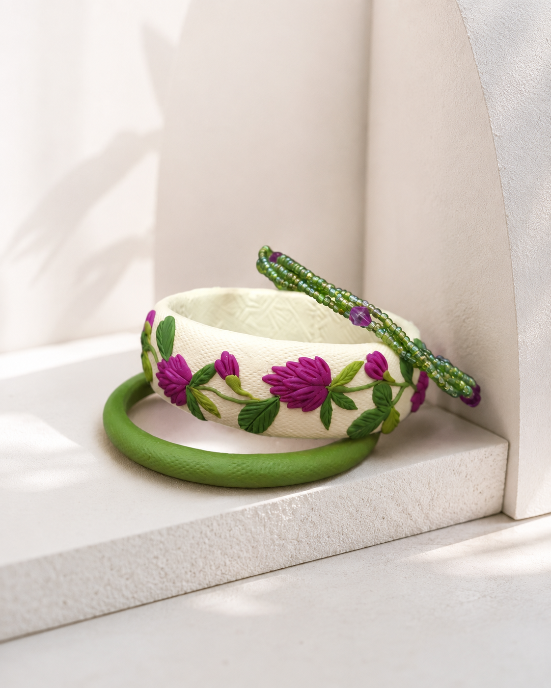 Wildflower Garden Clay Bangle Set