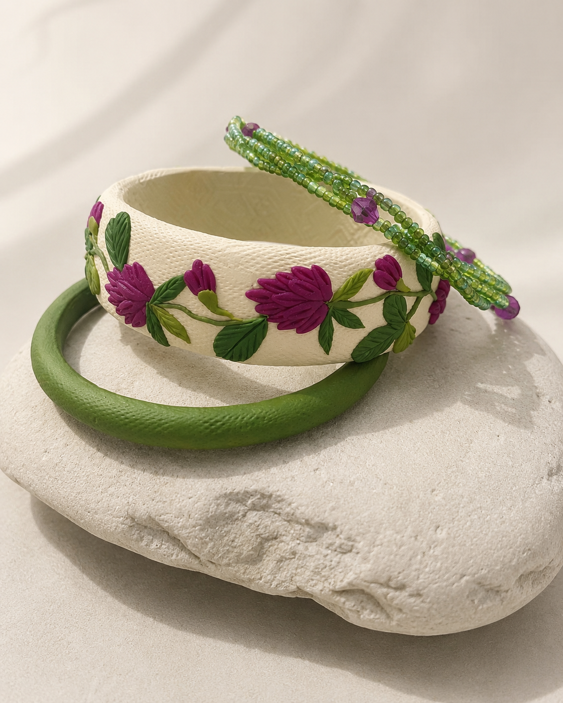 Wildflower Garden Clay Bangle Set