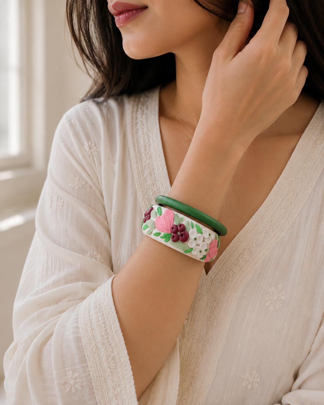 Blush Bloom Clay Bangle Set